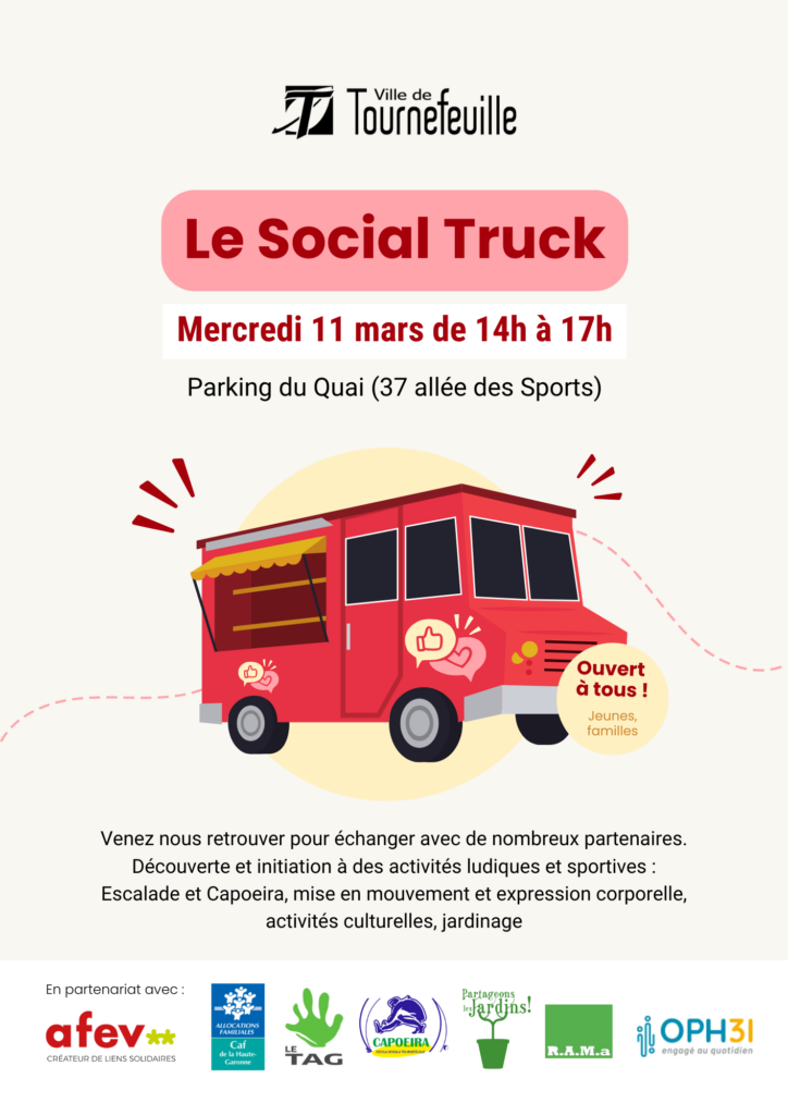 affiche de l'événement avec une illustration de foodtruck rouge au centre et les informations qu'on retrouve dans l'article - Agrandir l'image, fenêtre modale