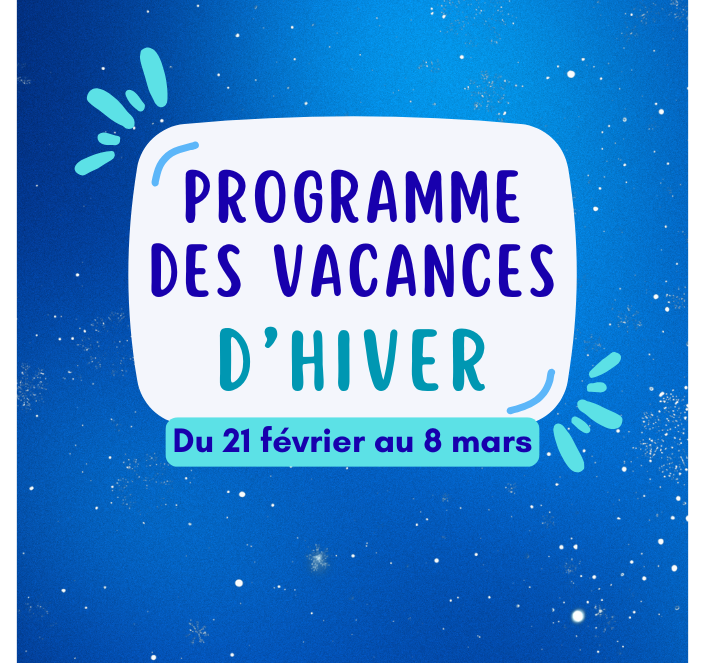 Visuel de couverture du programme des vacances d'hiver, sur fond bleu
