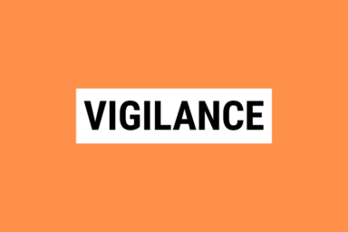 Fond orange avec écrit Vigilance au centre