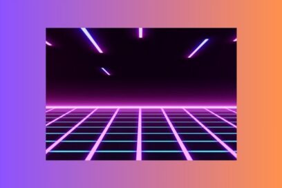 visuel de jeu vidéo fond noir et damiers luminescents de couleur rose néon - Agrandir l'image, fenêtre modale