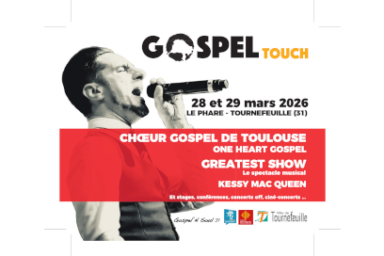 visuel de l'affiche du festival fond blanc, chanteur de profil en veston et chemise style années 30 letrrages avec informations pratiques sur le programme en surimpression sur bandeau rouge