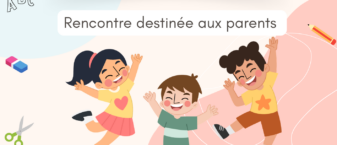 Affiche de l'événement avec des couleurs pastel et des enfants qui sautent de joie en illustration, et les infos qu'on retrouve dans l'article