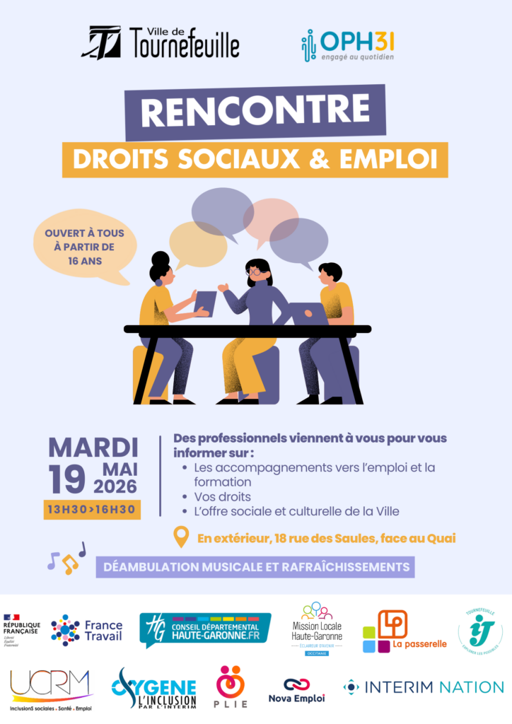 Affiche de la rencontre avec illustration de personnes qui échangent autour d'une table, et informations qu'on retrouve dans l'article - Agrandir l'image, fenêtre modale