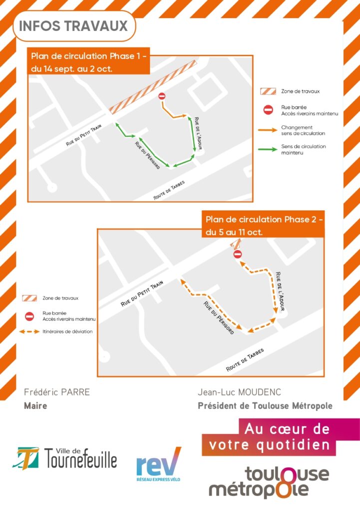 Plans des déviations mises en place pendant la durée des travaux, celles-ci sont expliquées dans le corps du texte - Agrandir l'image, fenêtre modale