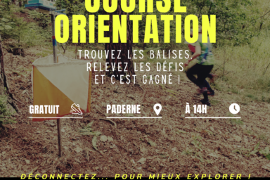 Affiche d'une course d'orientation avec un fond de photo de course d'orientation en foret et les informations qu'on retrouve dans l'article