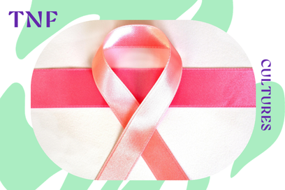 zoom sur le ruban en satin rose symbole de la lutte contre le cancer du sein, circonscrit dans une pièce de couleur rose chair en forme de coeur - Agrandir l'image, fenêtre modale