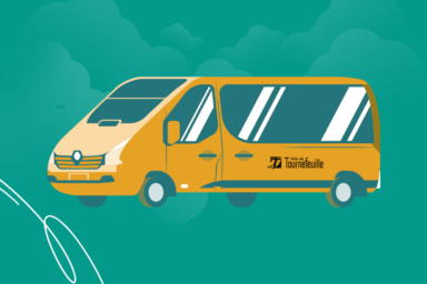 illustration de minibus sur fond vert