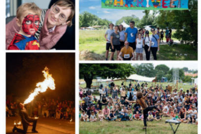 Couverture du guide pratique 2025-2026 avec un patchwork de photos d'événements festifs - Agrandir l'image, fenêtre modale