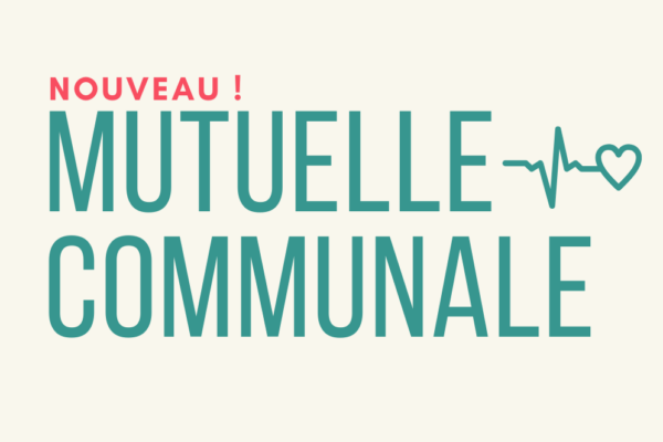 Visuel titre fond beige avec écrit "nouveau ! mutuelle communale" et une icône de cœur