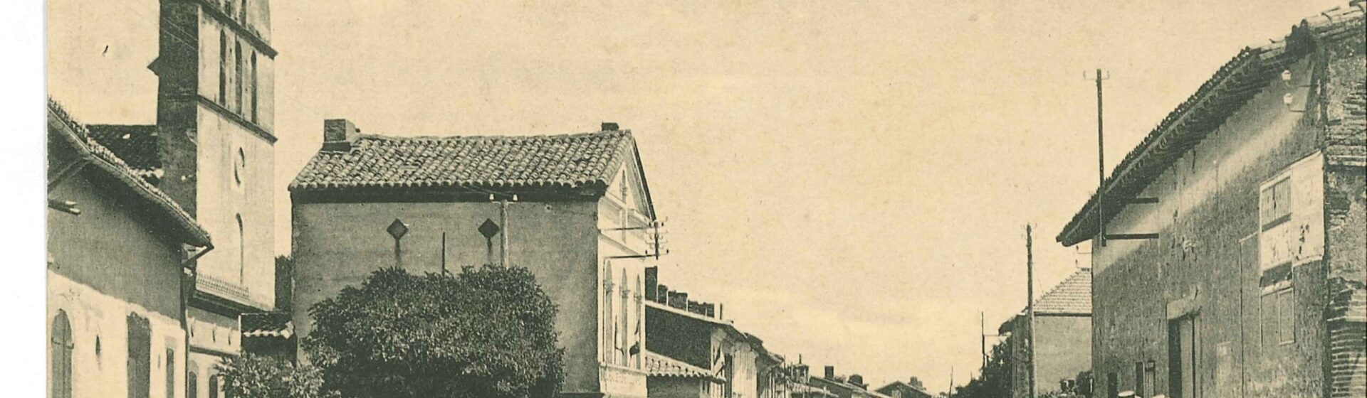 Photo d'archive sépia de la rue Doumergue de Tournefeuille