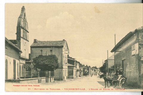 Photo d'archive sépia de la rue Doumergue de Tournefeuille