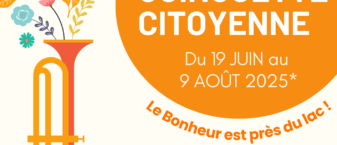 Affiche de la Guinguette 2025 : fond blanc avec des formes colorées et illustrations, toutes les informations sont dans l'article