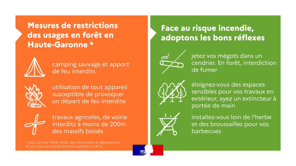 Visuel orange et vert de la Préfecture avec consignes reprises dans la liste écrite - Agrandir l'image, fenêtre modale