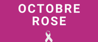 Visuel rose avec écrit en capitales "octobre rose" et le ruban blanc