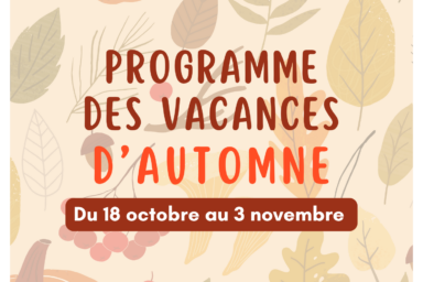 Couverture du programme avec en fond des illustrations de citrouilles et de feuilles aux couleurs de l'automne
