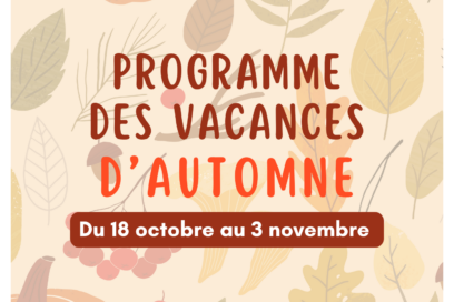 Couverture du programme avec en fond des illustrations de citrouilles et de feuilles aux couleurs de l'automne - Agrandir l'image, fenêtre modale