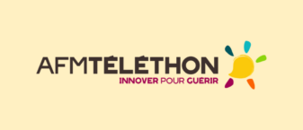 Logo du téléthon sur fond jaune clair
