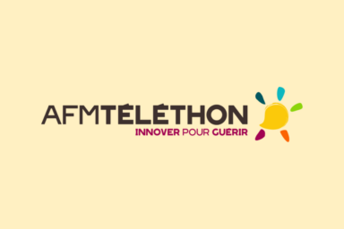 Logo du téléthon sur fond jaune clair