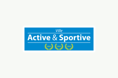 Logo Ville active et sportive avec fond bleu - Agrandir l'image, fenêtre modale